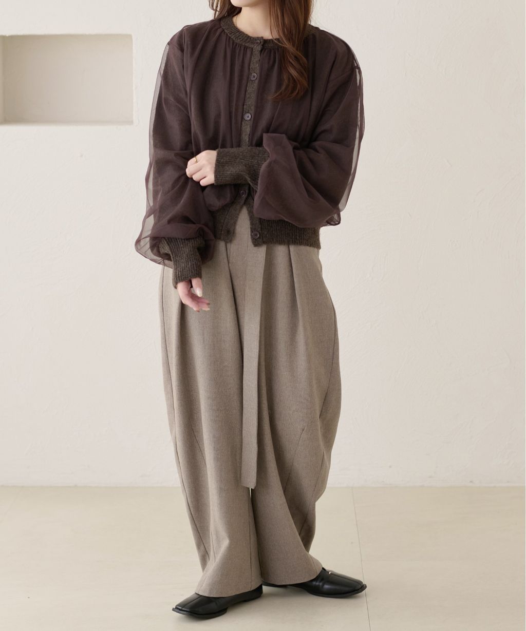 apres jour clair 薄紗疊層感針織開襟衫_12