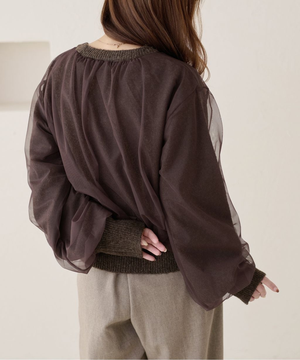 apres jour clair 薄紗疊層感針織開襟衫_15