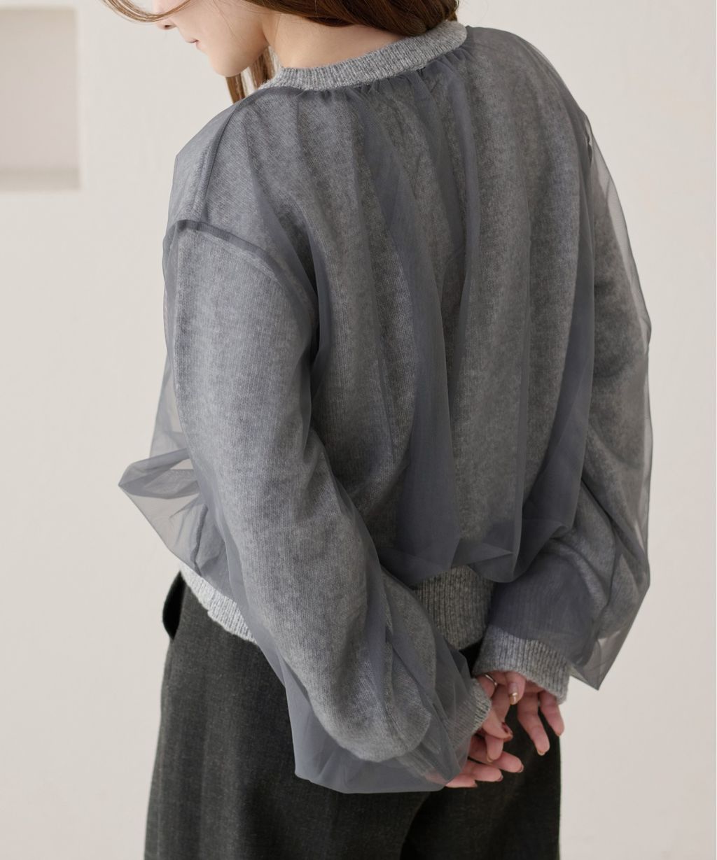 apres jour clair 薄紗疊層感針織開襟衫_26