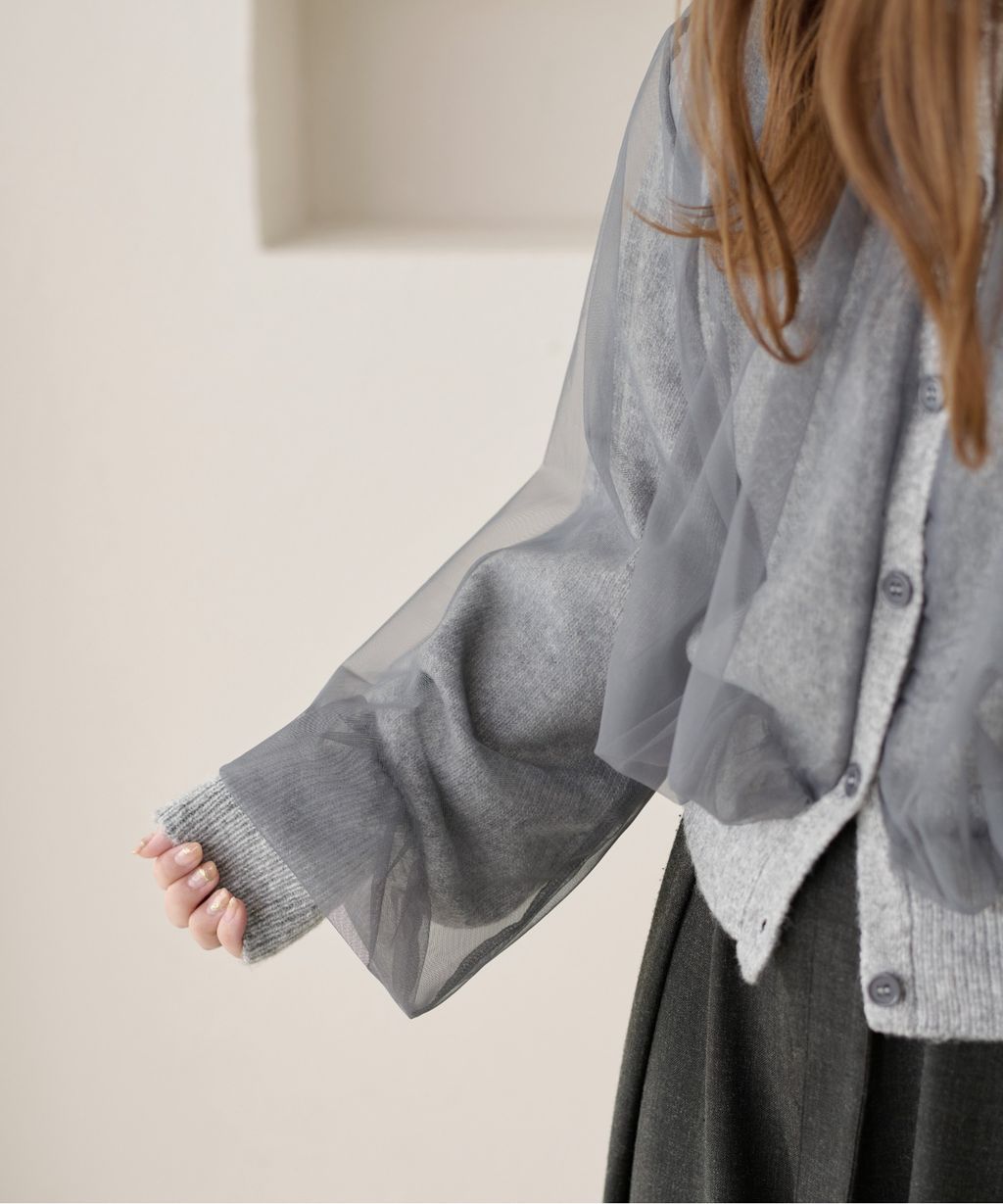 apres jour clair 薄紗疊層感針織開襟衫_30