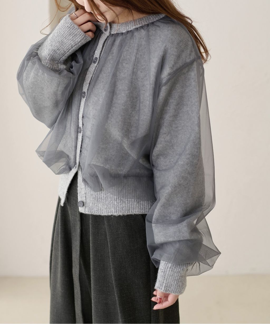 apres jour clair 薄紗疊層感針織開襟衫_31