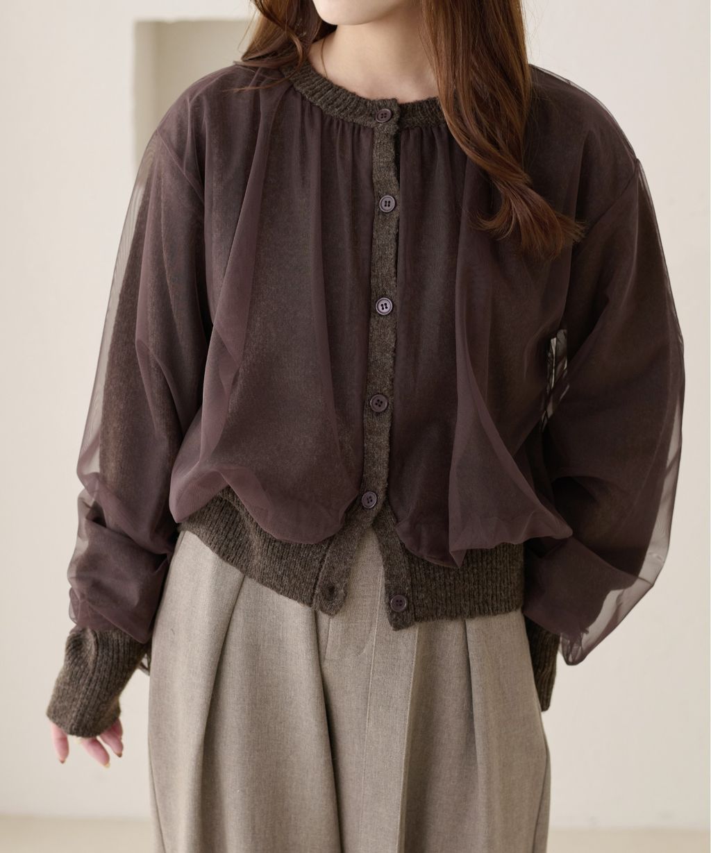apres jour clair 薄紗疊層感針織開襟衫_20
