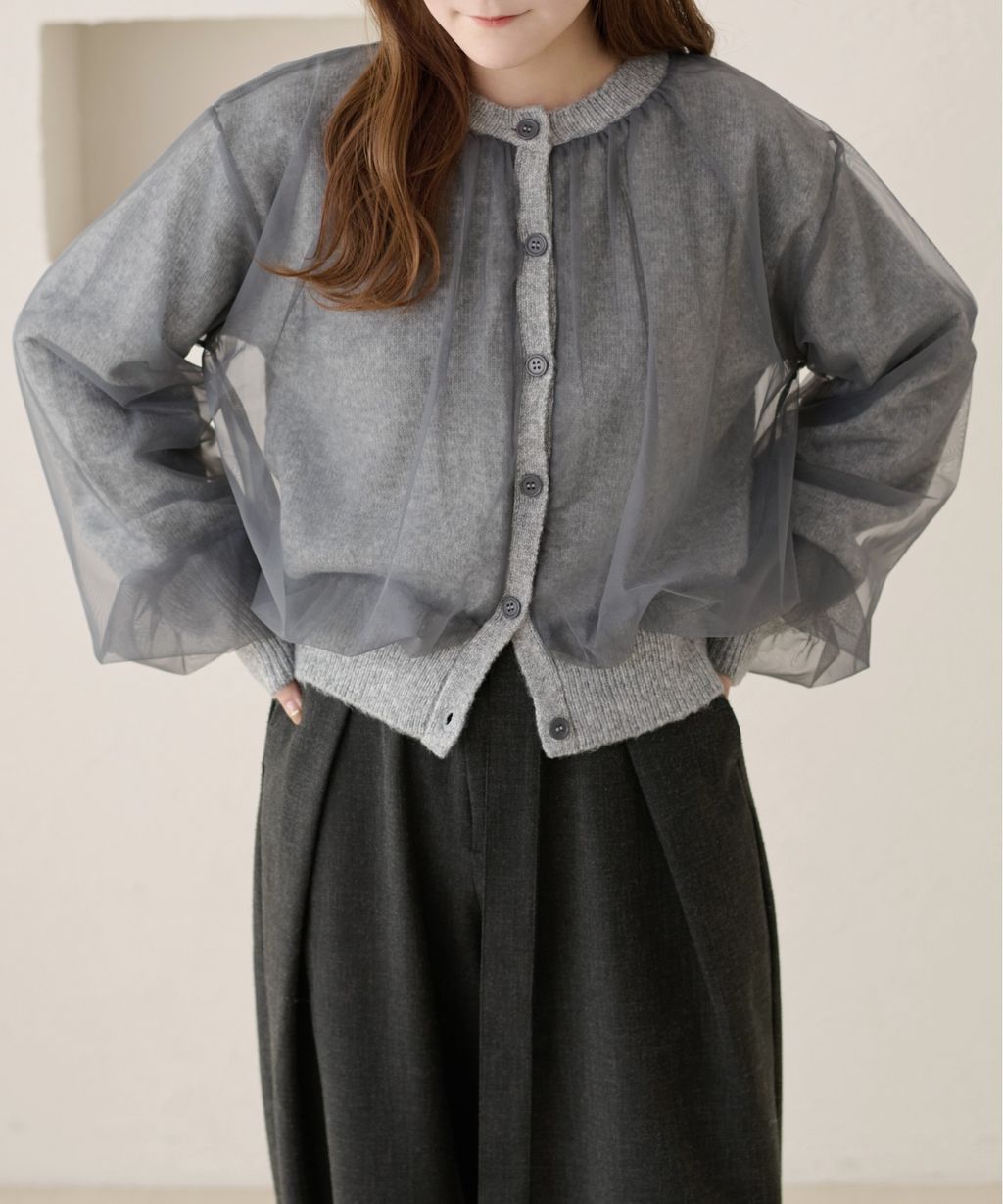 apres jour clair 薄紗疊層感針織開襟衫_28