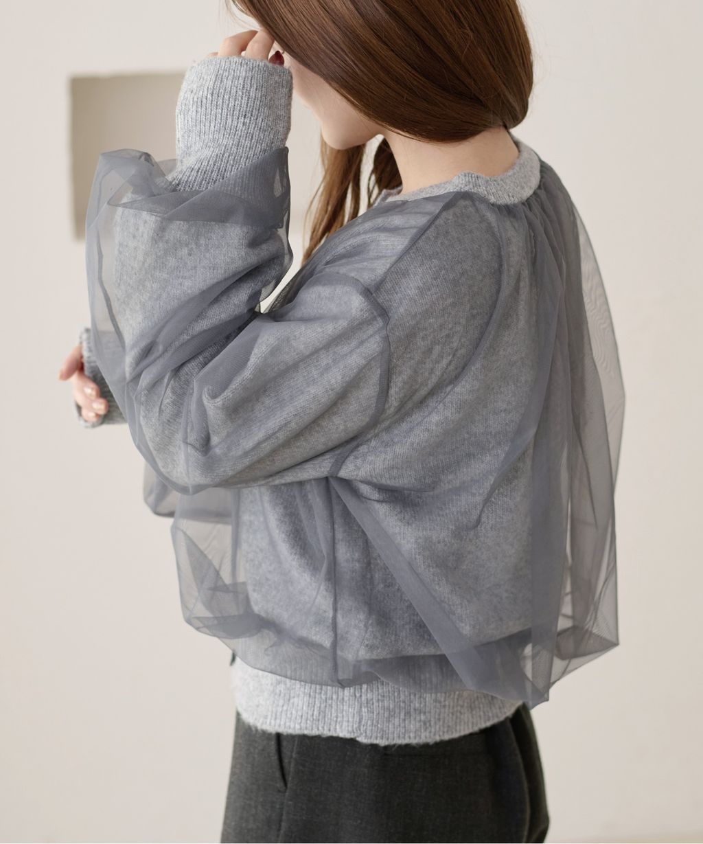 apres jour clair 薄紗疊層感針織開襟衫_32