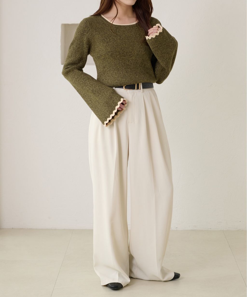 apres jour clair 喇叭袖口羅紋針織上衣_4