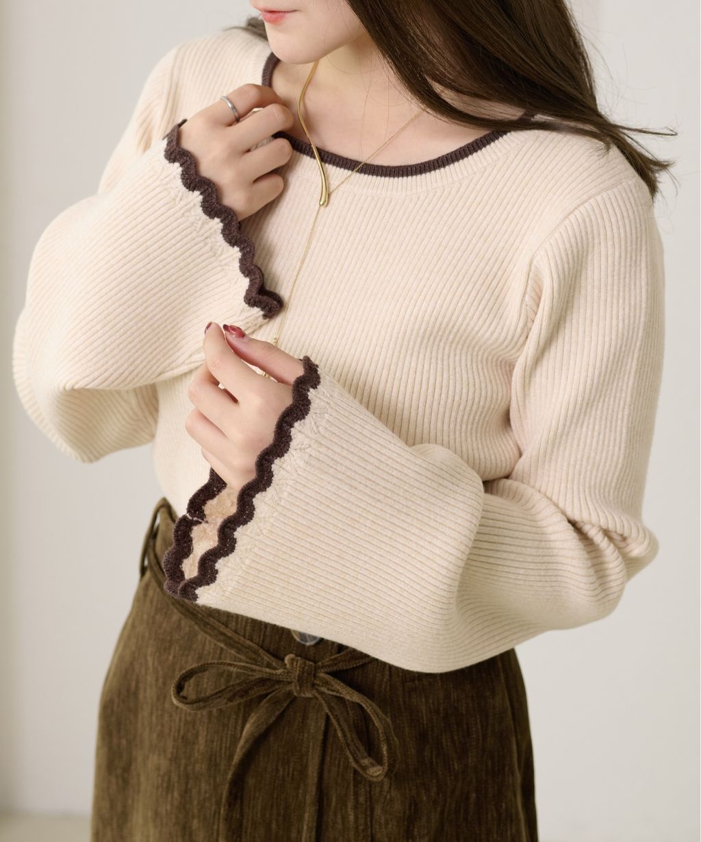 apres jour clair 喇叭袖口羅紋針織上衣_3