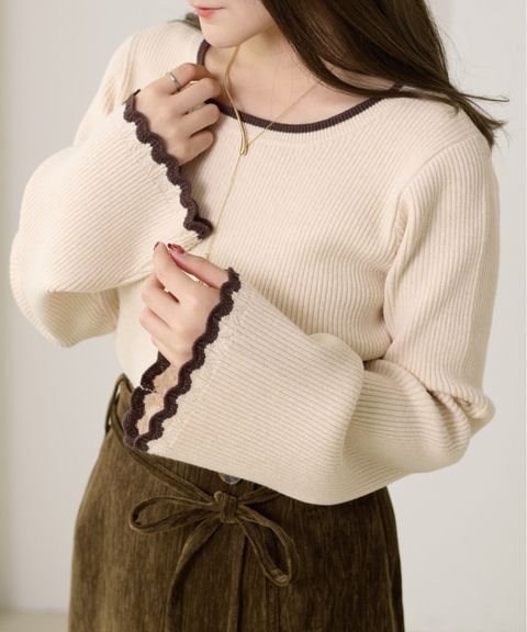 apres jour clair 喇叭袖口羅紋針織上衣_3