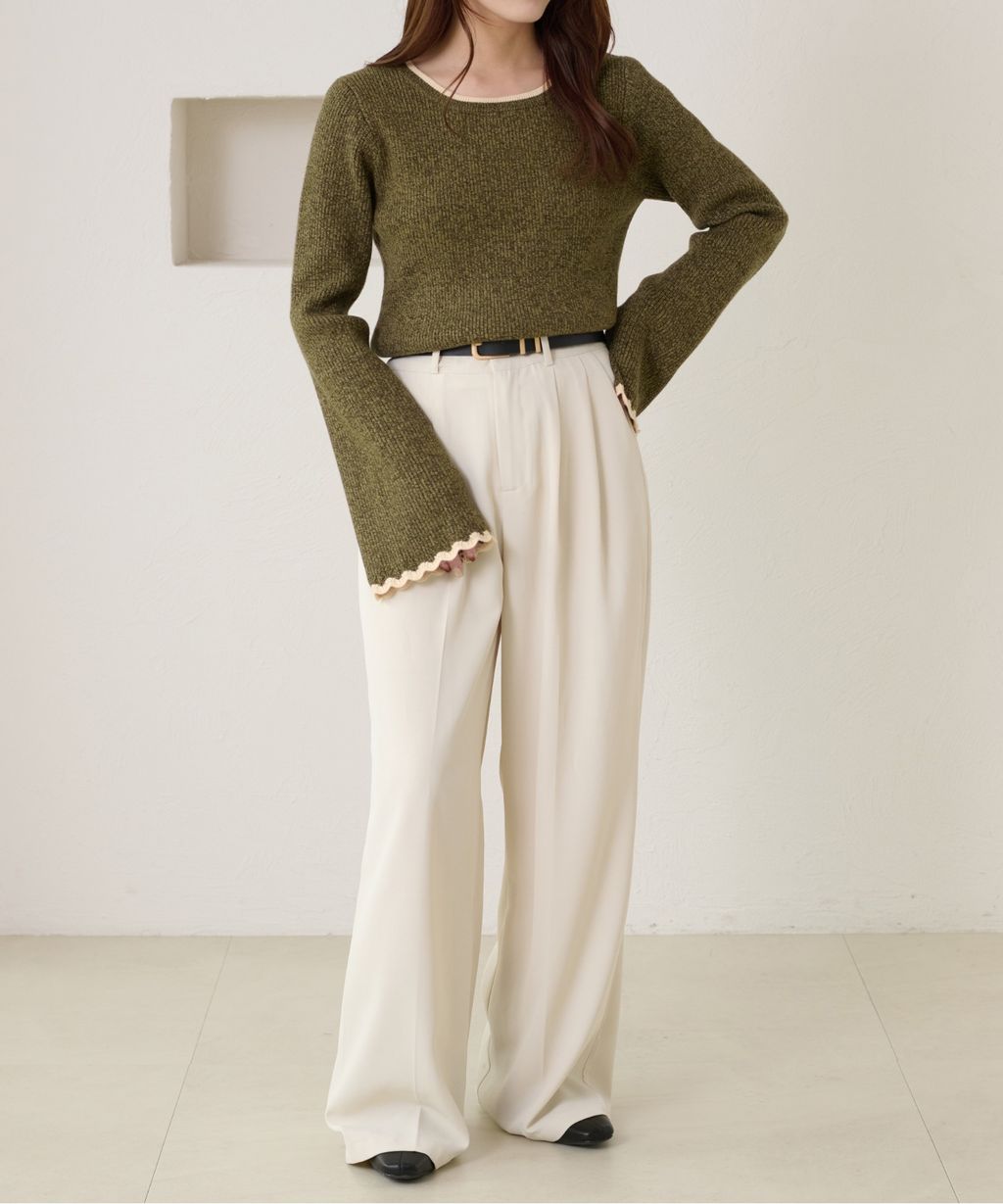 apres jour clair 喇叭袖口羅紋針織上衣_5