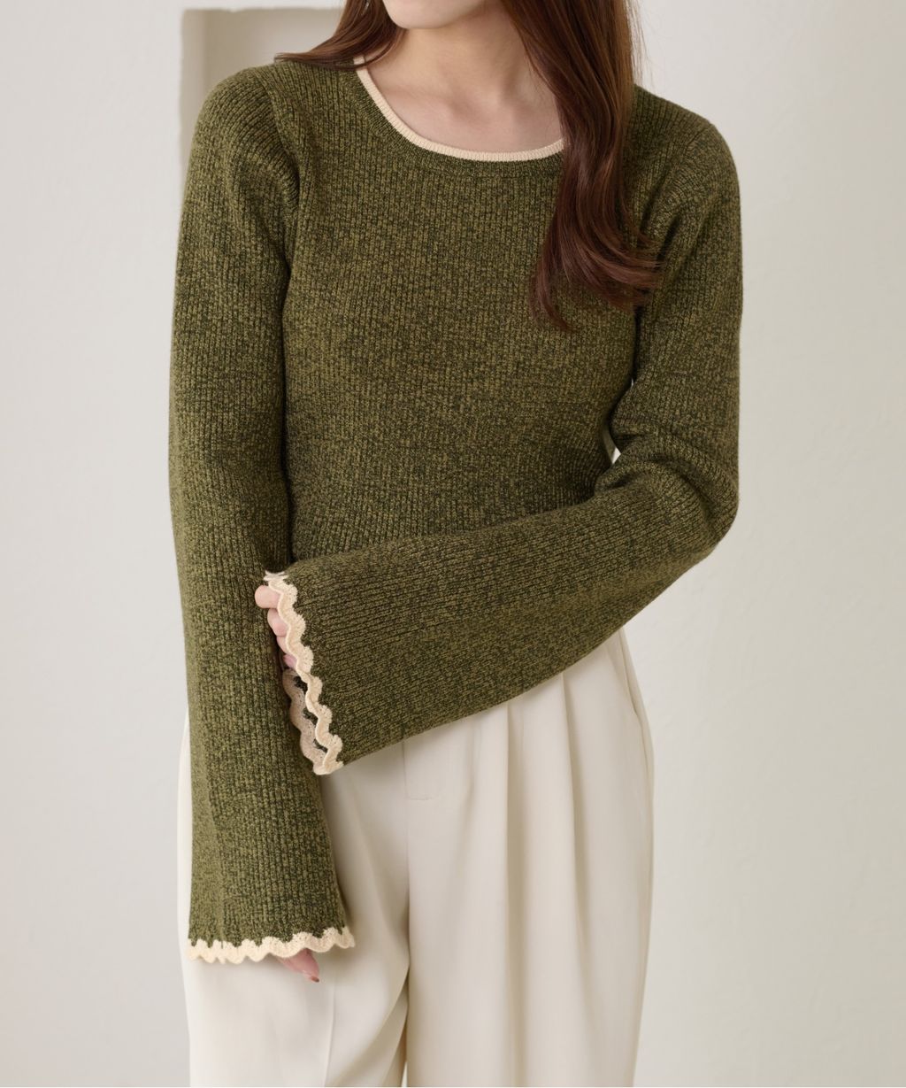 apres jour clair 喇叭袖口羅紋針織上衣_2