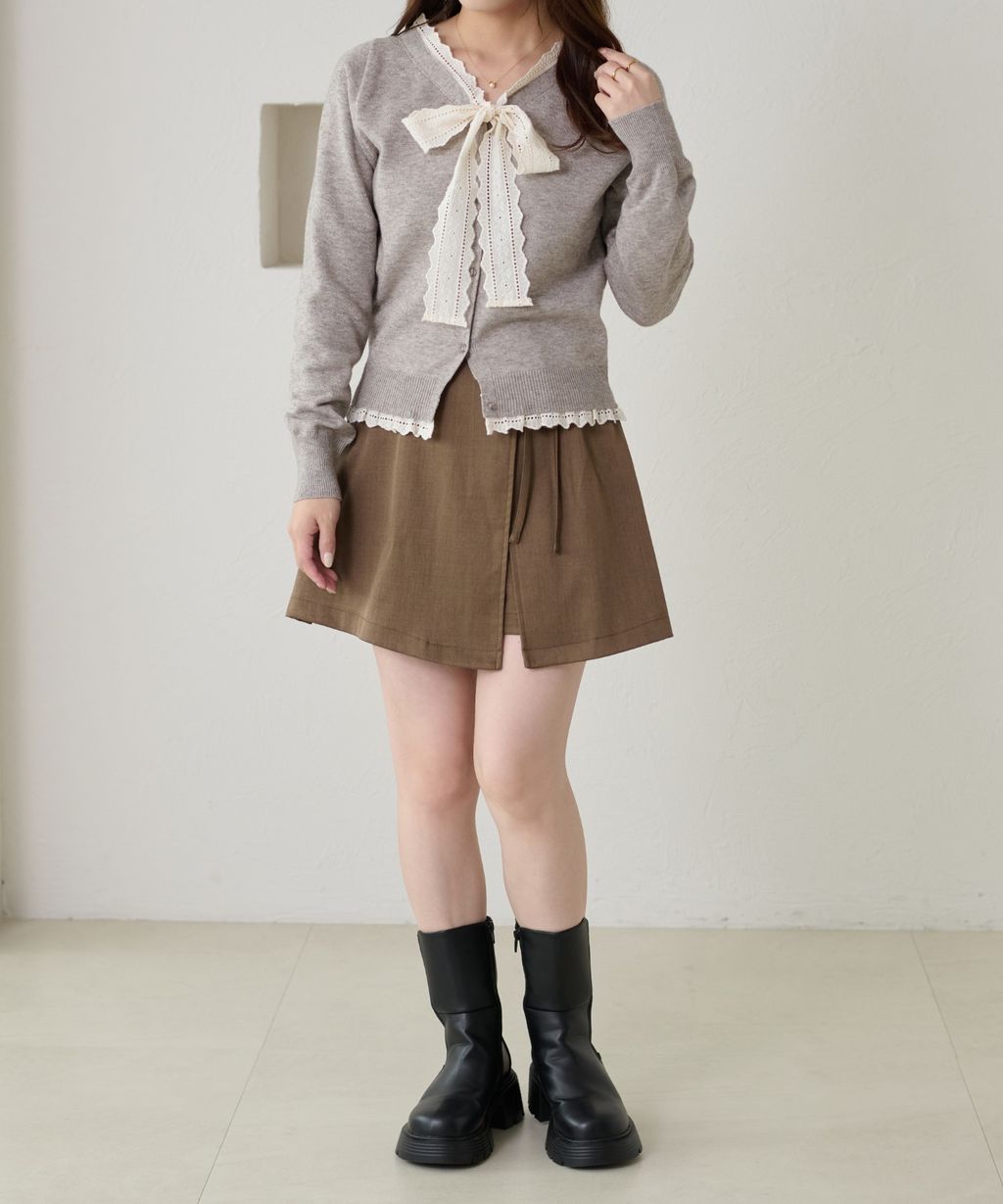 apres jour clair 蕾絲蝴蝶結拼接針織開襟衫_5