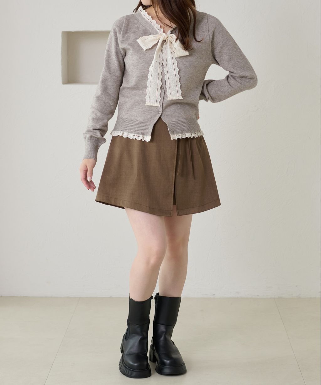 apres jour clair 蕾絲蝴蝶結拼接針織開襟衫_4