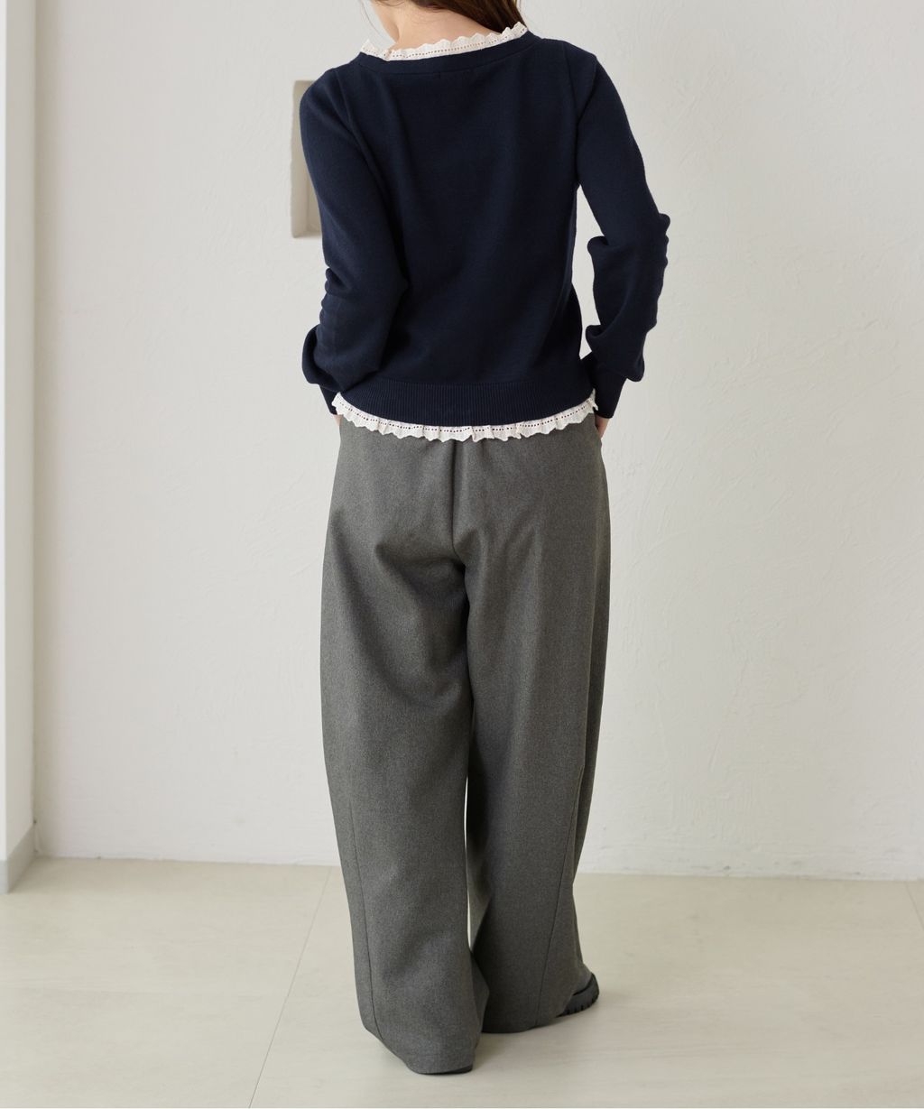 apres jour clair 蕾絲蝴蝶結拼接針織開襟衫_20