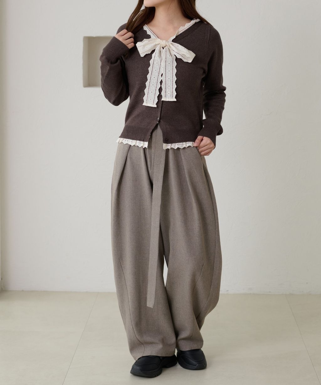 apres jour clair 蕾絲蝴蝶結拼接針織開襟衫_28