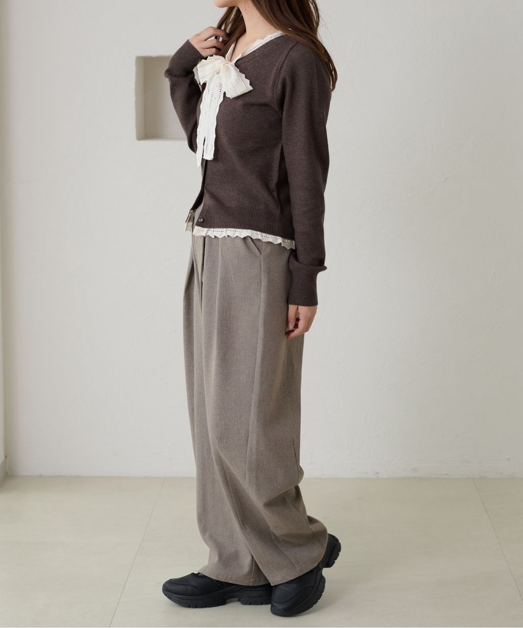 apres jour clair 蕾絲蝴蝶結拼接針織開襟衫_29