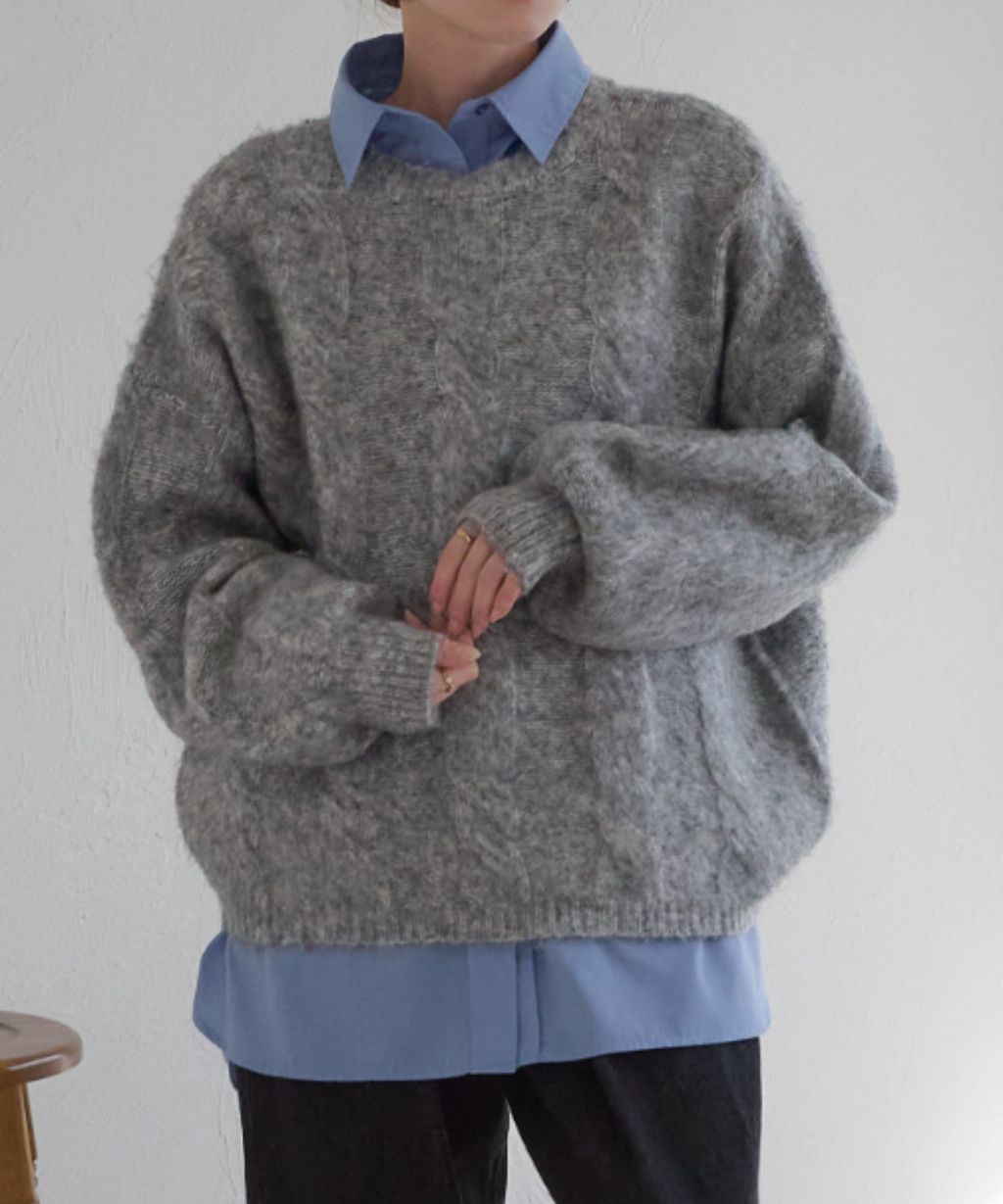 apres jour clair 澎袖Oversize混紗針織親膚毛衣_1