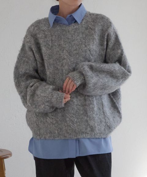 apres jour clair 澎袖Oversize混紗針織親膚毛衣_1