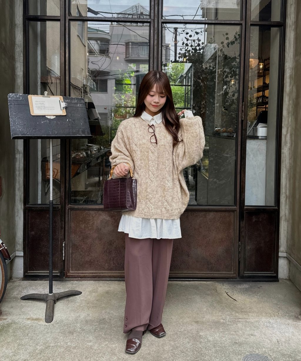 apres jour clair 澎袖Oversize混紗針織親膚毛衣_48