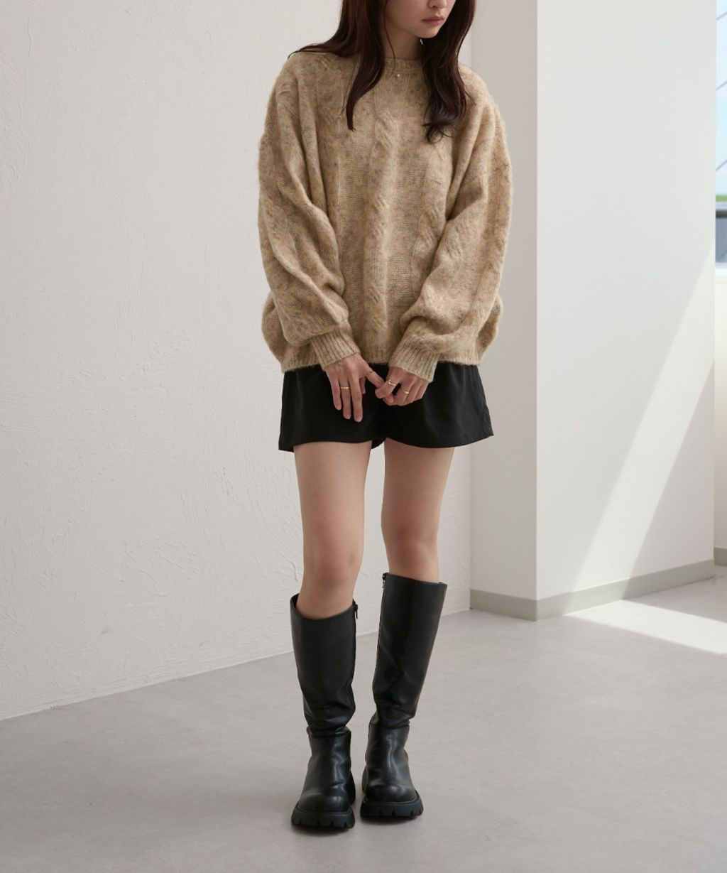 apres jour clair 澎袖Oversize混紗針織親膚毛衣_44