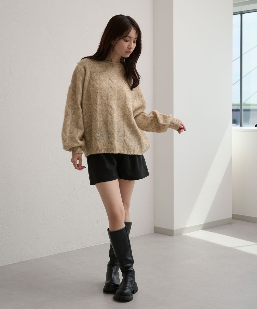 apres jour clair 澎袖Oversize混紗針織親膚毛衣_43