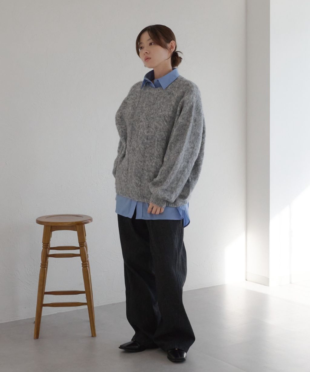 apres jour clair 澎袖Oversize混紗針織親膚毛衣_28