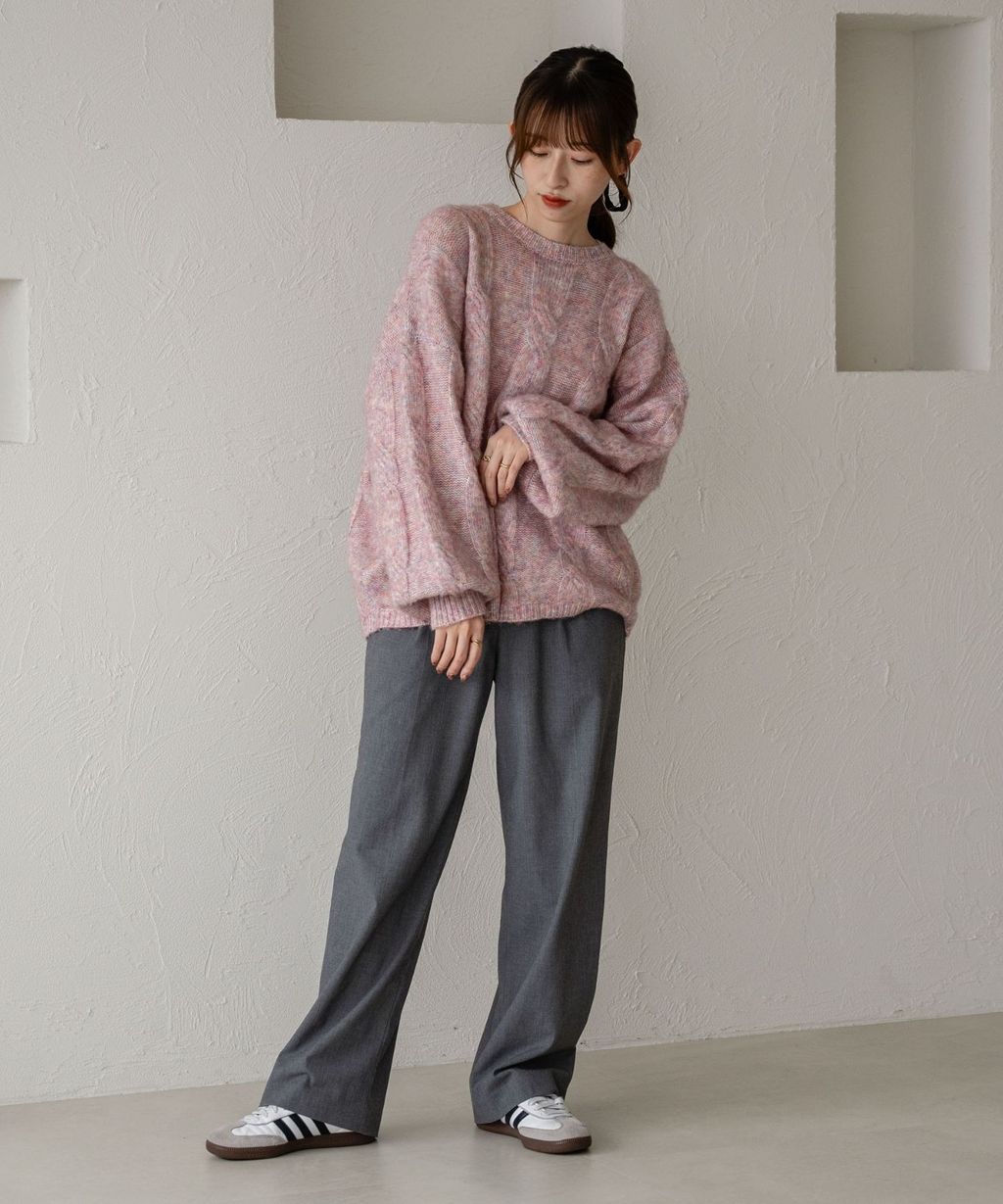 apres jour clair 澎袖Oversize混紗針織親膚毛衣_17