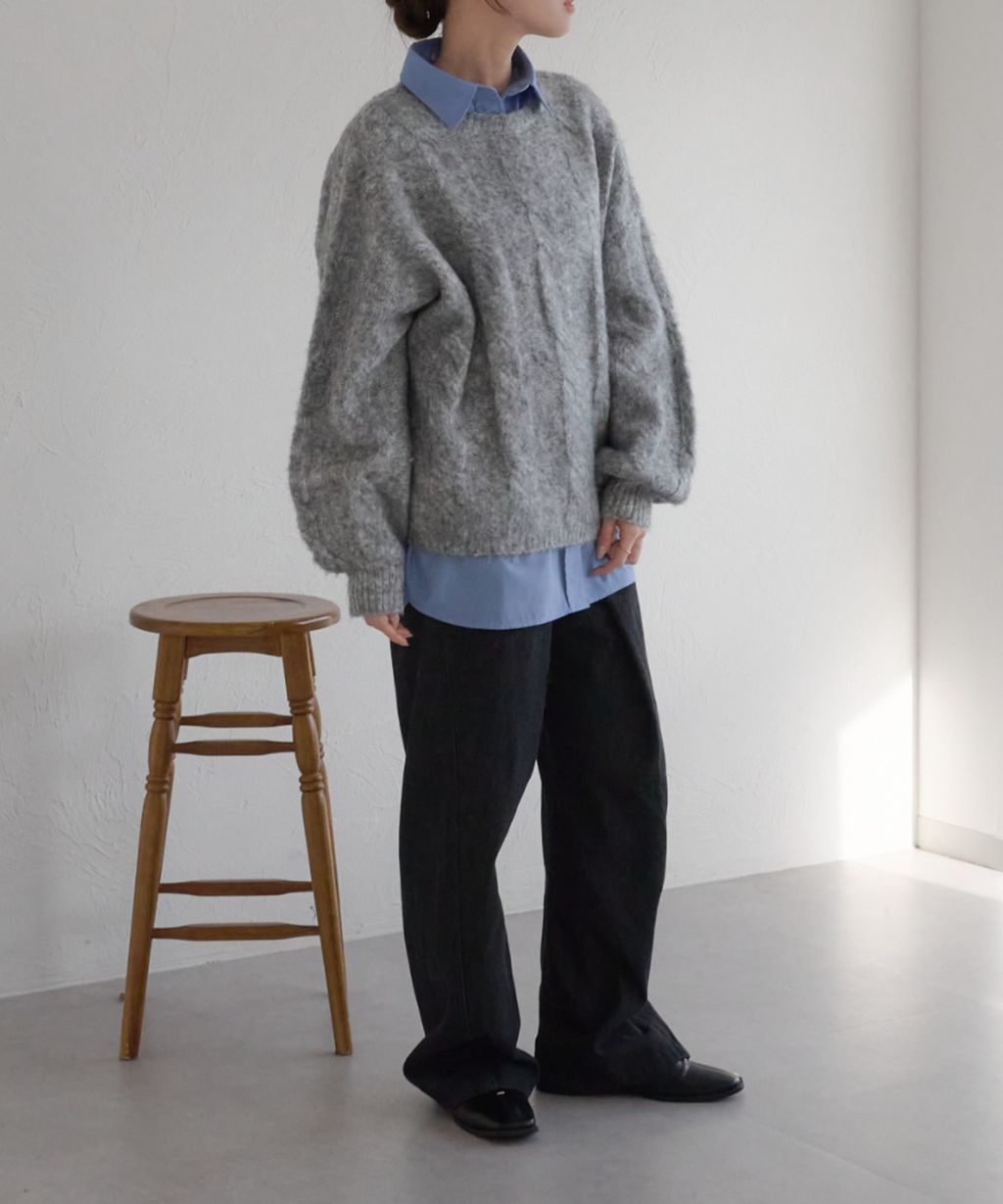 apres jour clair 澎袖Oversize混紗針織親膚毛衣_25