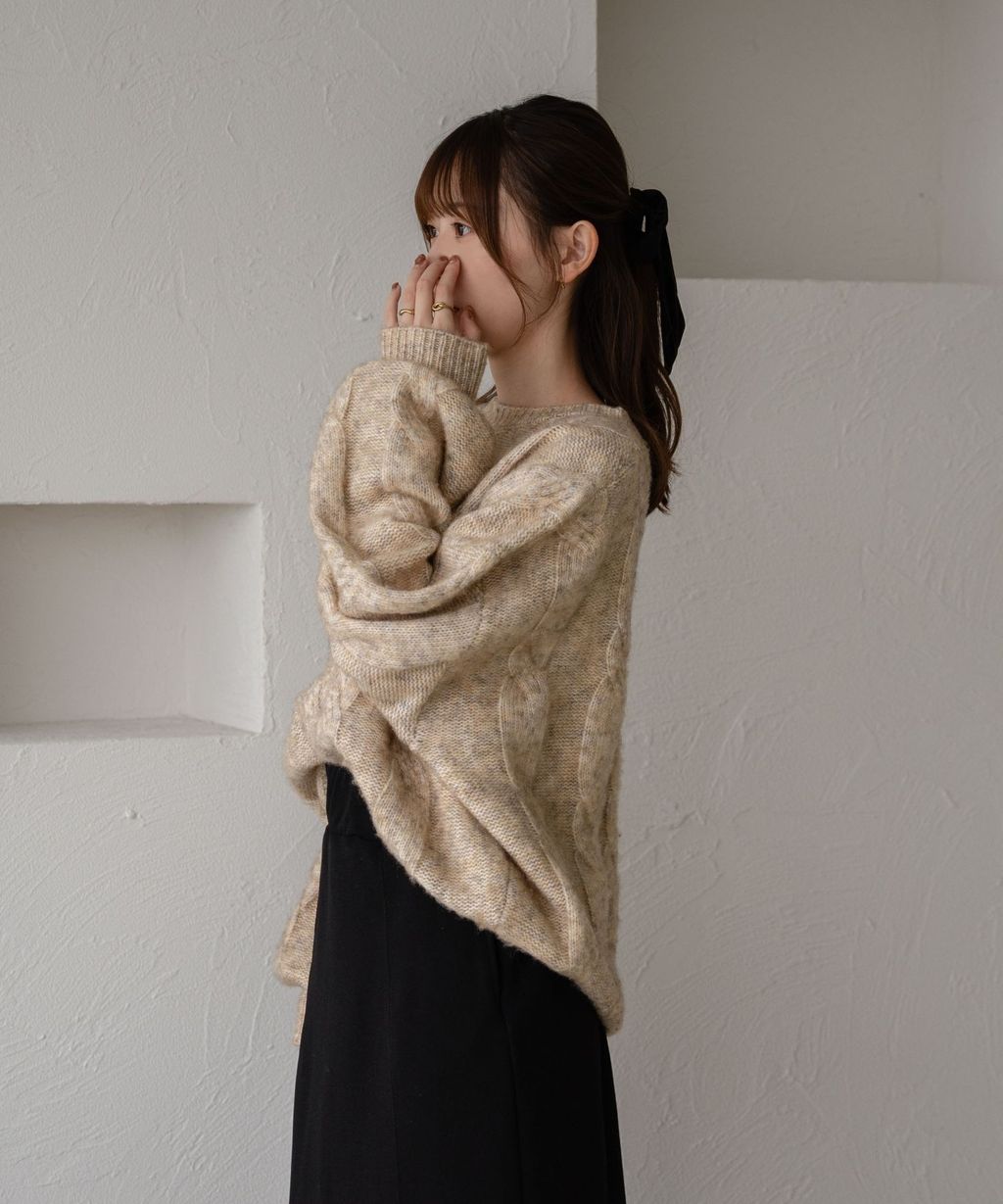 apres jour clair 澎袖Oversize混紗針織親膚毛衣_39
