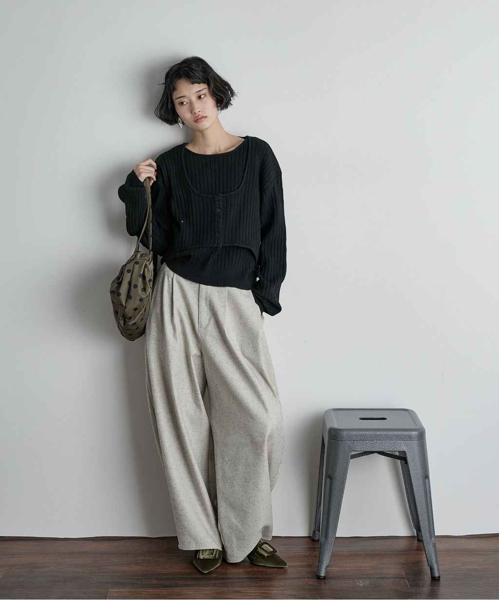 THE YOn 假兩件馬甲拼接羅紋編織親膚針織上衣_31