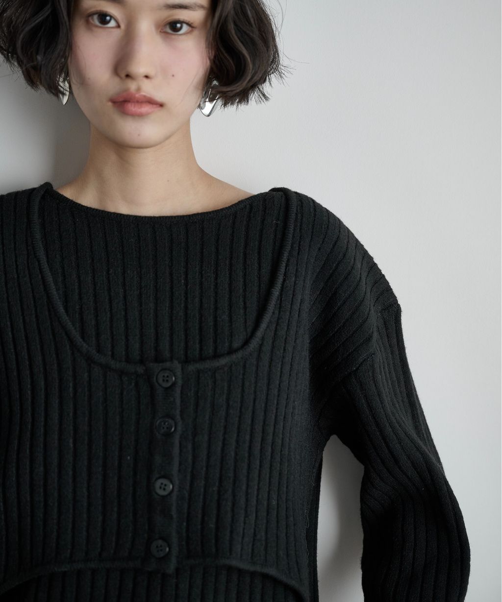 THE YOn 假兩件馬甲拼接羅紋編織親膚針織上衣_30