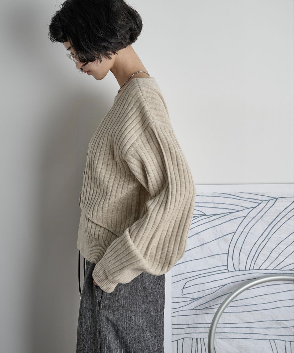 THE YOn 假兩件馬甲拼接羅紋編織親膚針織上衣_7