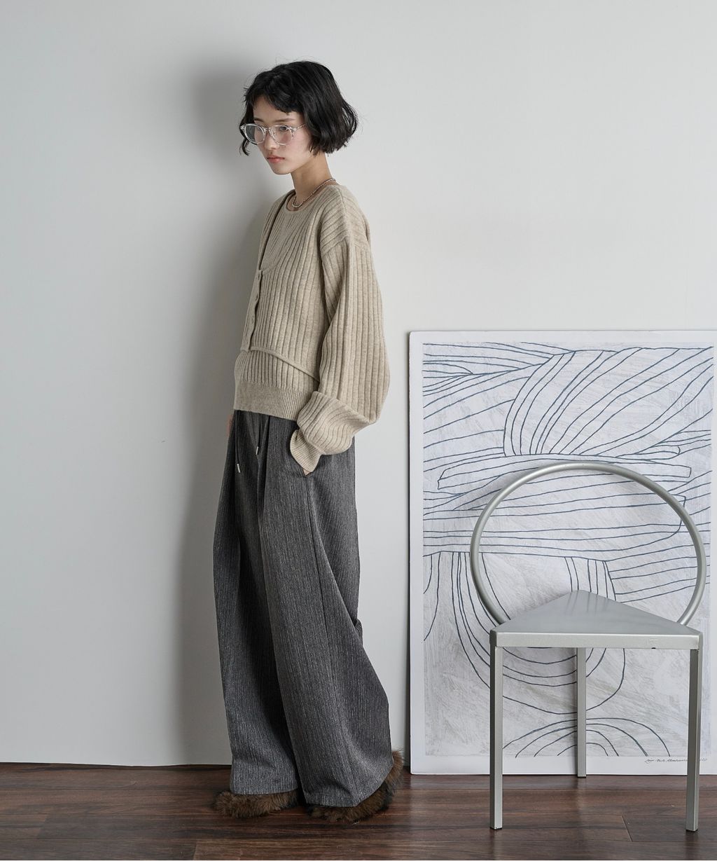 THE YOn 假兩件馬甲拼接羅紋編織親膚針織上衣_12