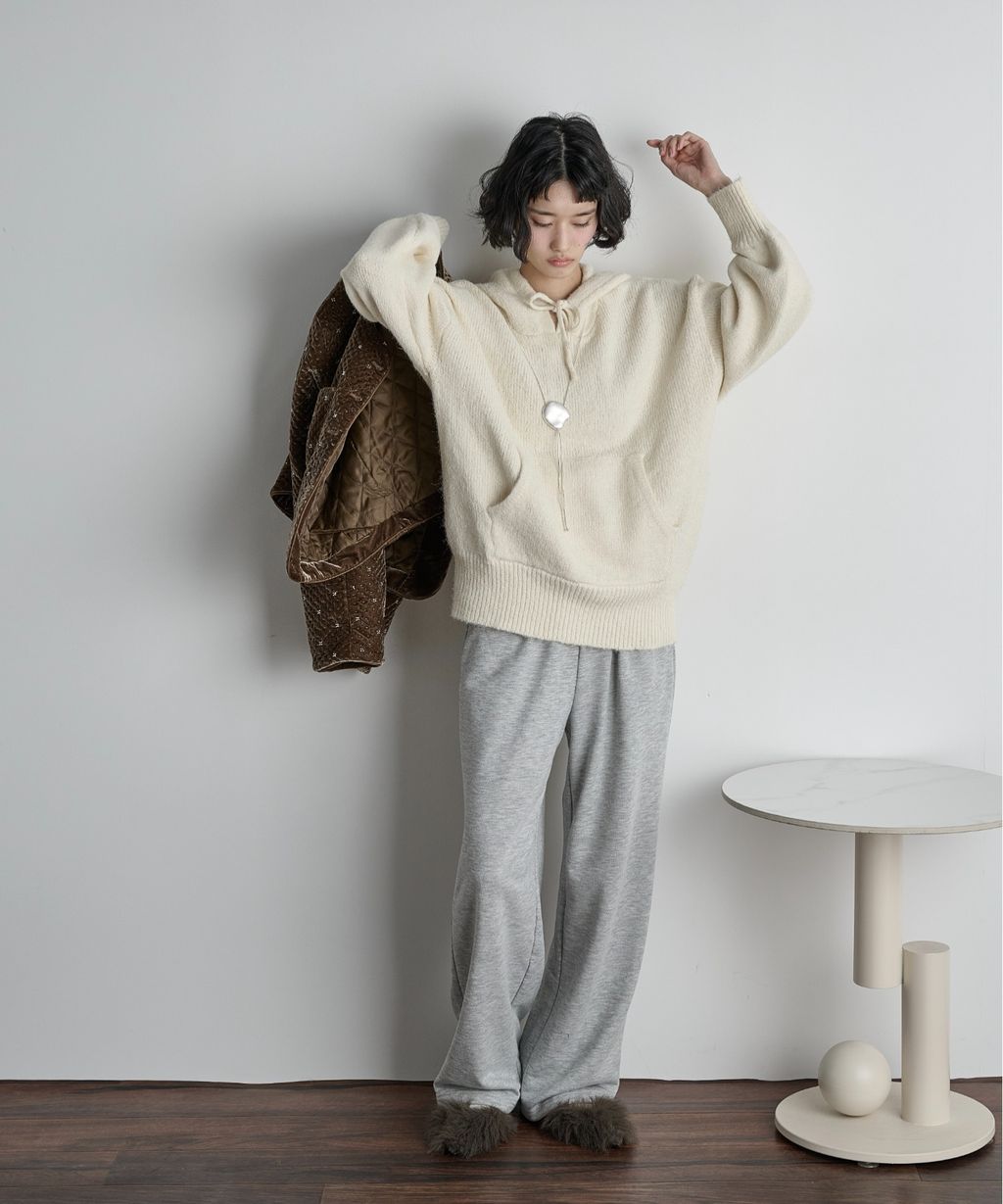 THE YOn 慵懶寬鬆羊毛混紗針織連帽上衣_12