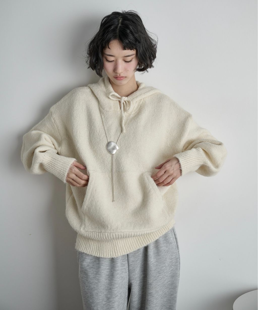 THE YOn 慵懶寬鬆羊毛混紗針織連帽上衣_5