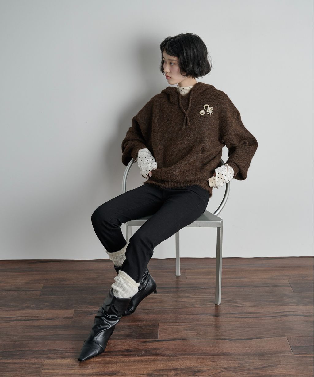 THE YOn 慵懶寬鬆羊毛混紗針織連帽上衣_40