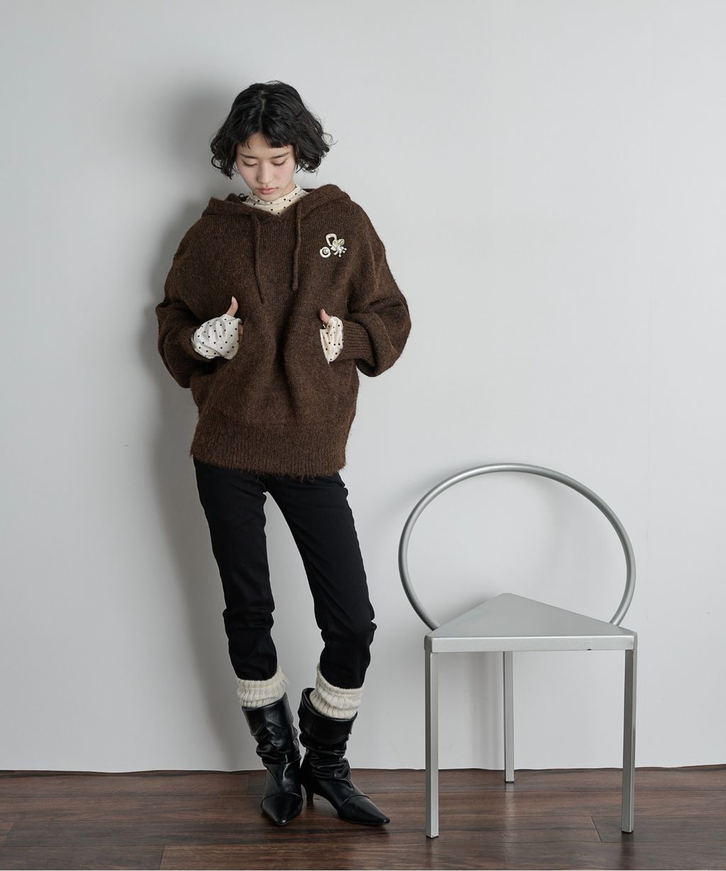 THE YOn 慵懶寬鬆羊毛混紗針織連帽上衣_37