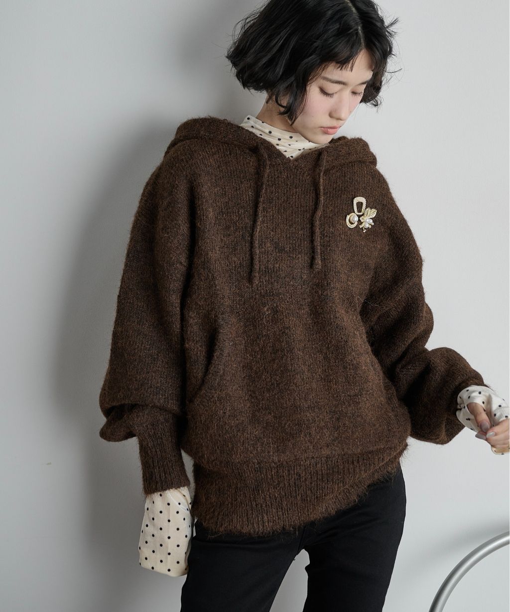 THE YOn 慵懶寬鬆羊毛混紗針織連帽上衣_34