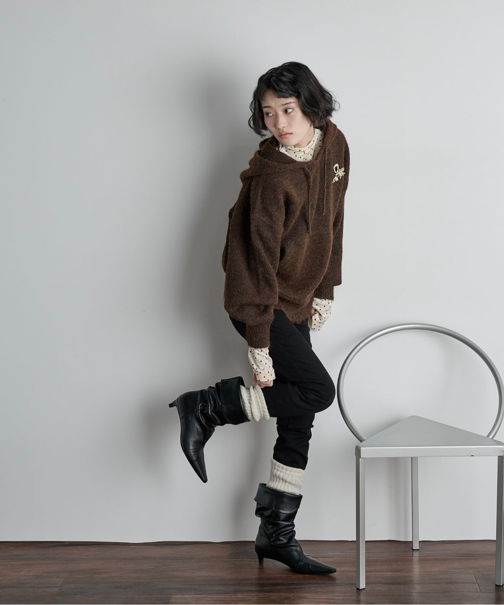 THE YOn 慵懶寬鬆羊毛混紗針織連帽上衣_38