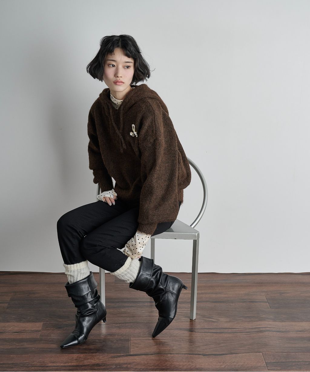 THE YOn 慵懶寬鬆羊毛混紗針織連帽上衣_41