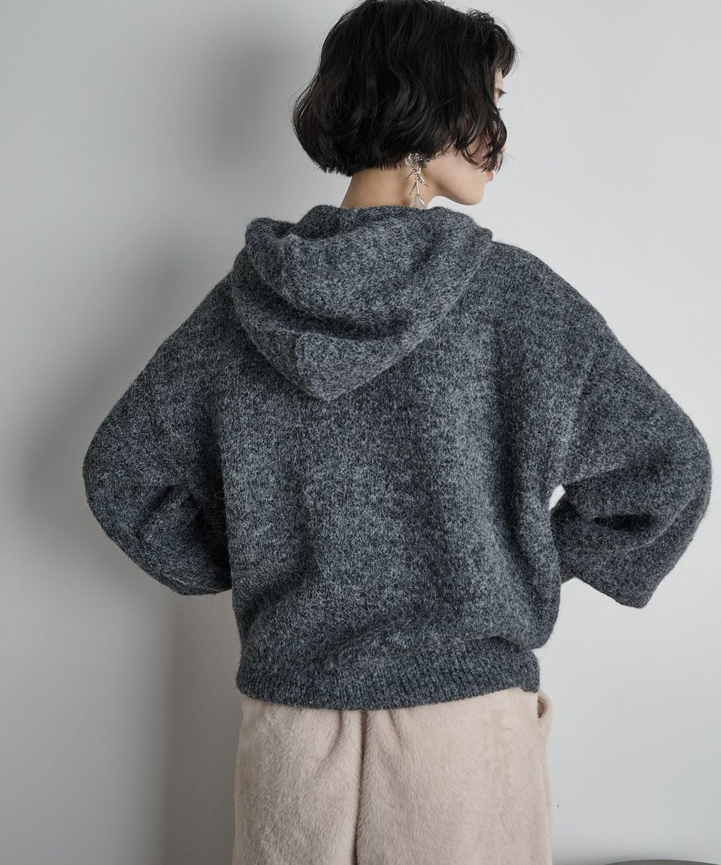 THE YOn 慵懶寬鬆羊毛混紗針織連帽上衣_30