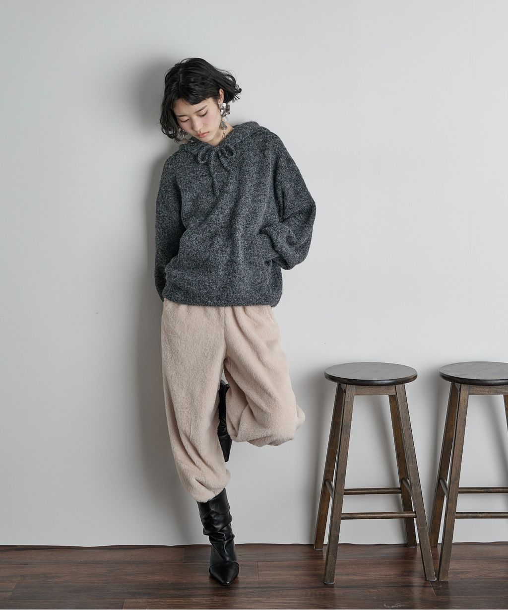 THE YOn 慵懶寬鬆羊毛混紗針織連帽上衣_25