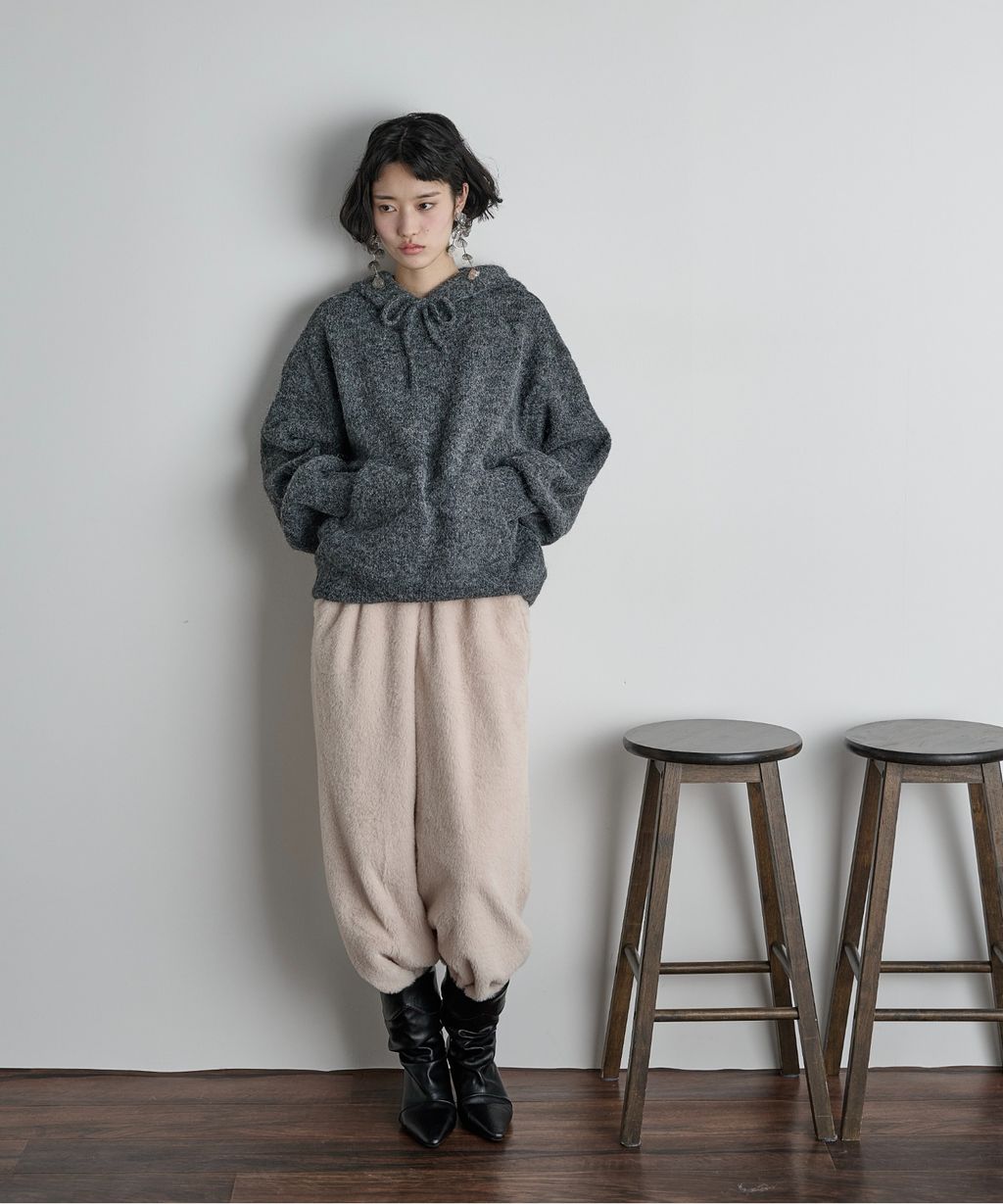 THE YOn 慵懶寬鬆羊毛混紗針織連帽上衣_24