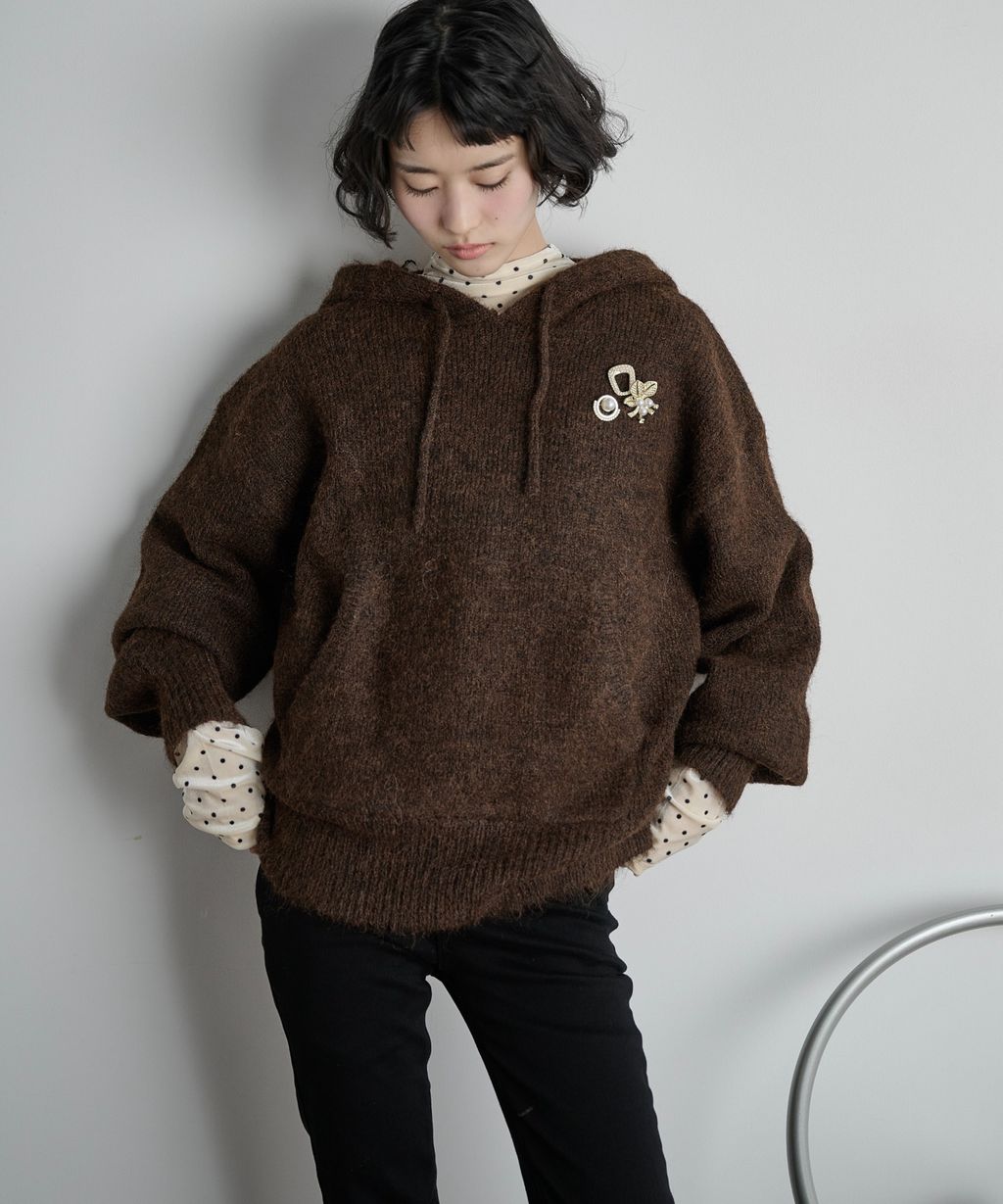 THE YOn 慵懶寬鬆羊毛混紗針織連帽上衣_32