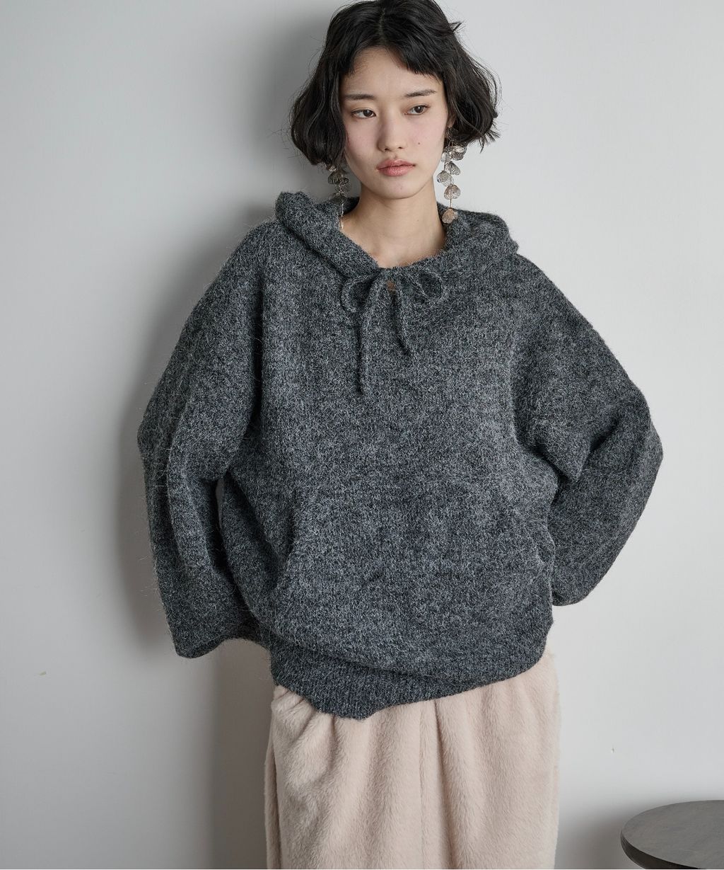 THE YOn 慵懶寬鬆羊毛混紗針織連帽上衣_17