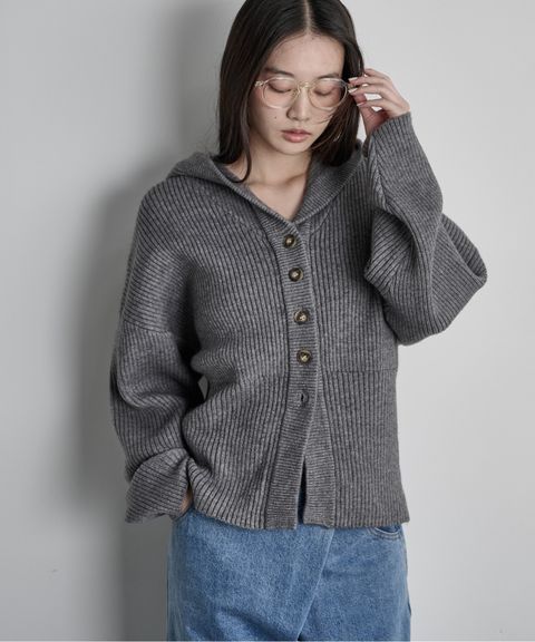 THE YOn 羅紋針織連帽開襟衫_1