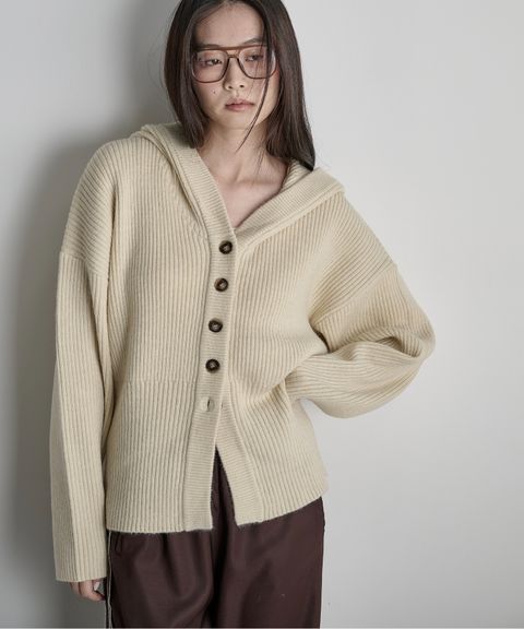 THE YOn 羅紋針織連帽開襟衫_3