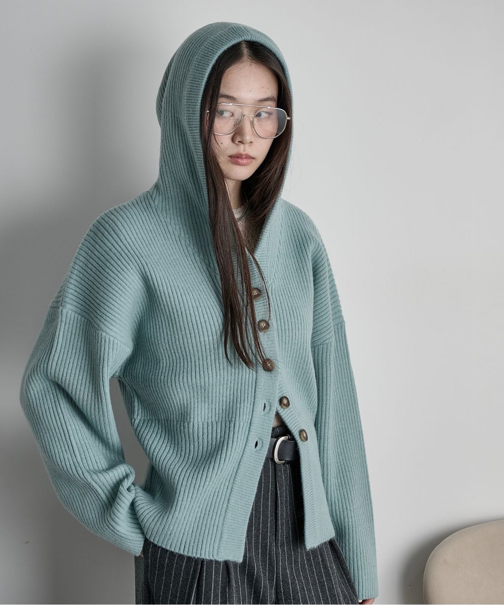 THE YOn 羅紋針織連帽開襟衫_2