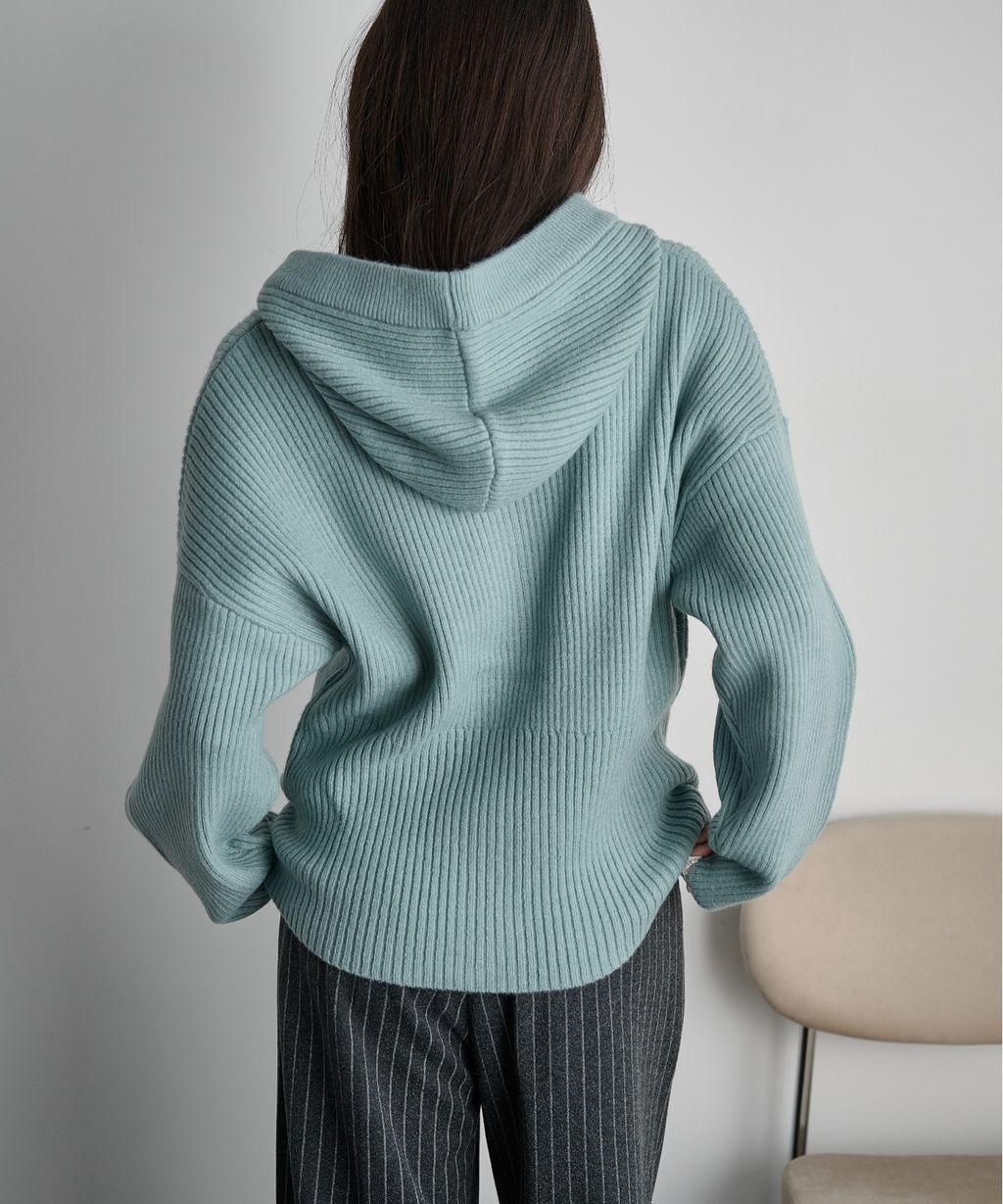 THE YOn 羅紋針織連帽開襟衫_13