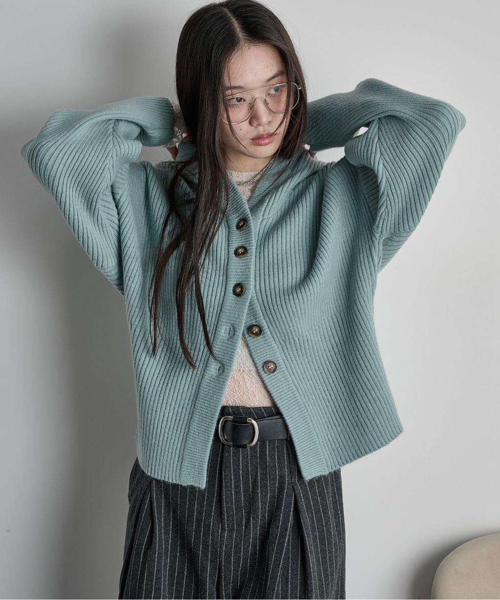 THE YOn 羅紋針織連帽開襟衫_11