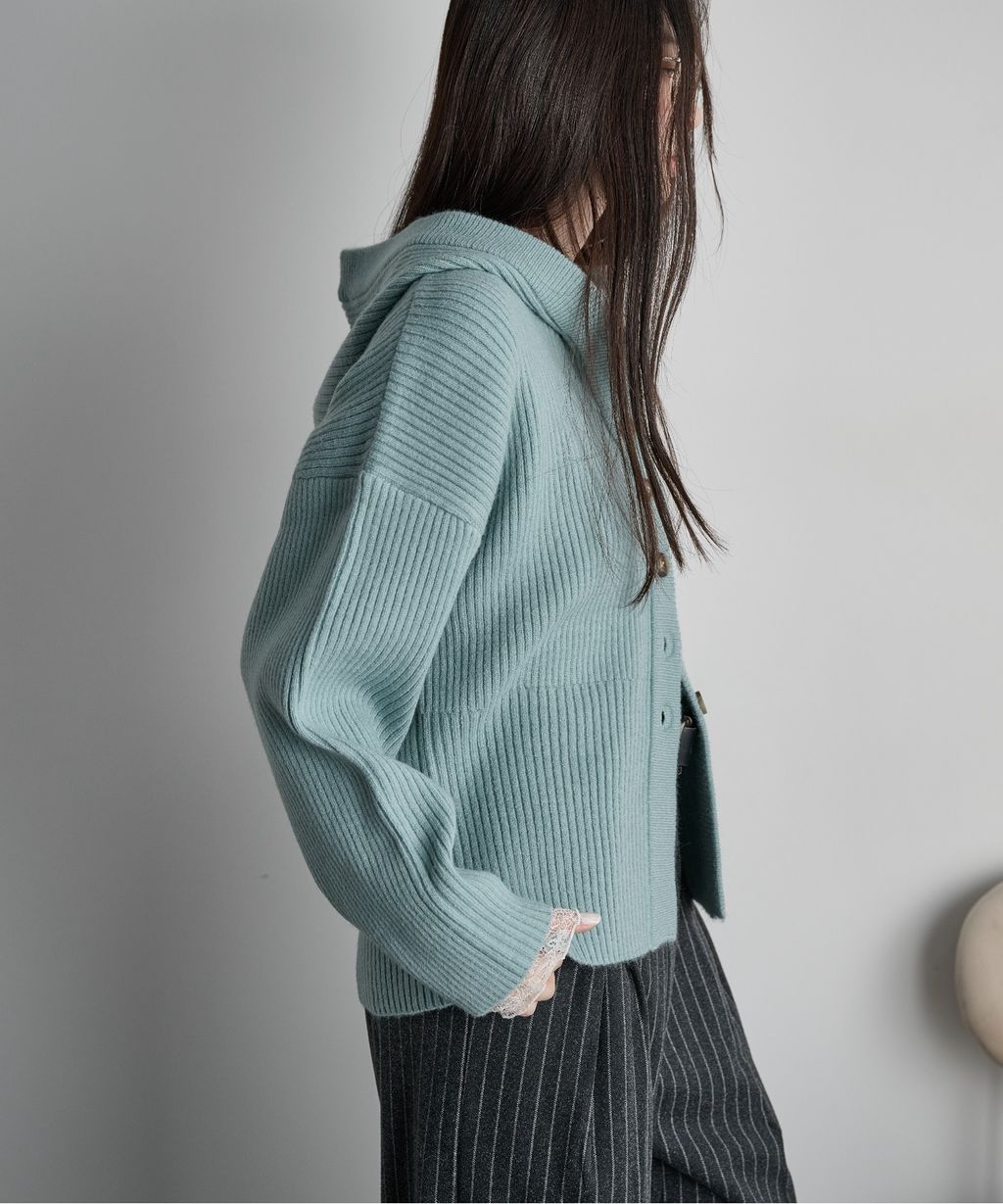 THE YOn 羅紋針織連帽開襟衫_12