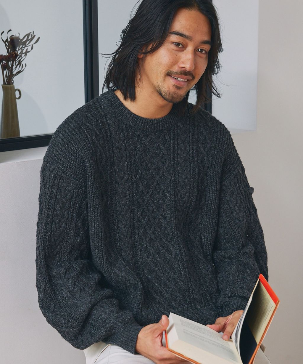 THE CRAFT CREW PRODUCTS 可水洗防靜電抗起球針立體繩結麻花編織圓領毛衣_7